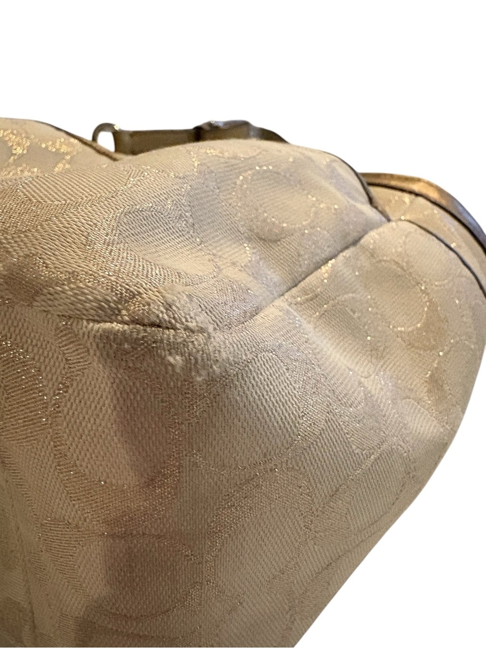 Coach F17724 Gallery Lurex Metallic Gold Khaki Tote Shoulder Bag - Picture 15 of 15